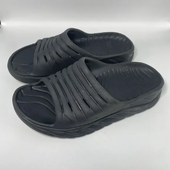 Hoka One One Ora Mens Black Sandals Recovery Slides Comfort Cushioned Slip On M7 - Picture 1 of 6